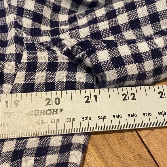 Cynthia Rowley Gingham Linen Jacket Roll
Tab Sleeves Navy White Size LARGE - Picture 6 of 10